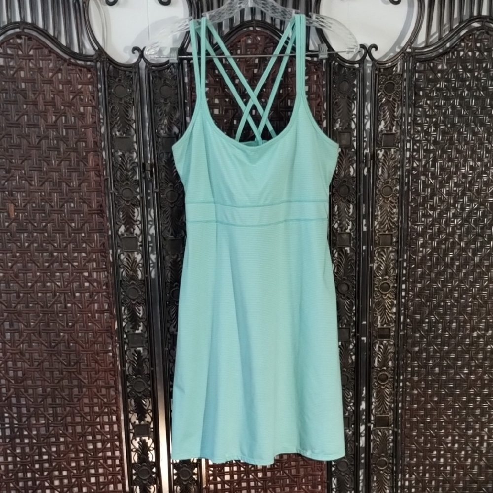 Soybu Mint Green Stripe L Strappy Dress Athletic Tennis Scoop Neck Empire